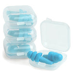 Zachte siliconen oordoppen in plastic doosje - Lichtblauw